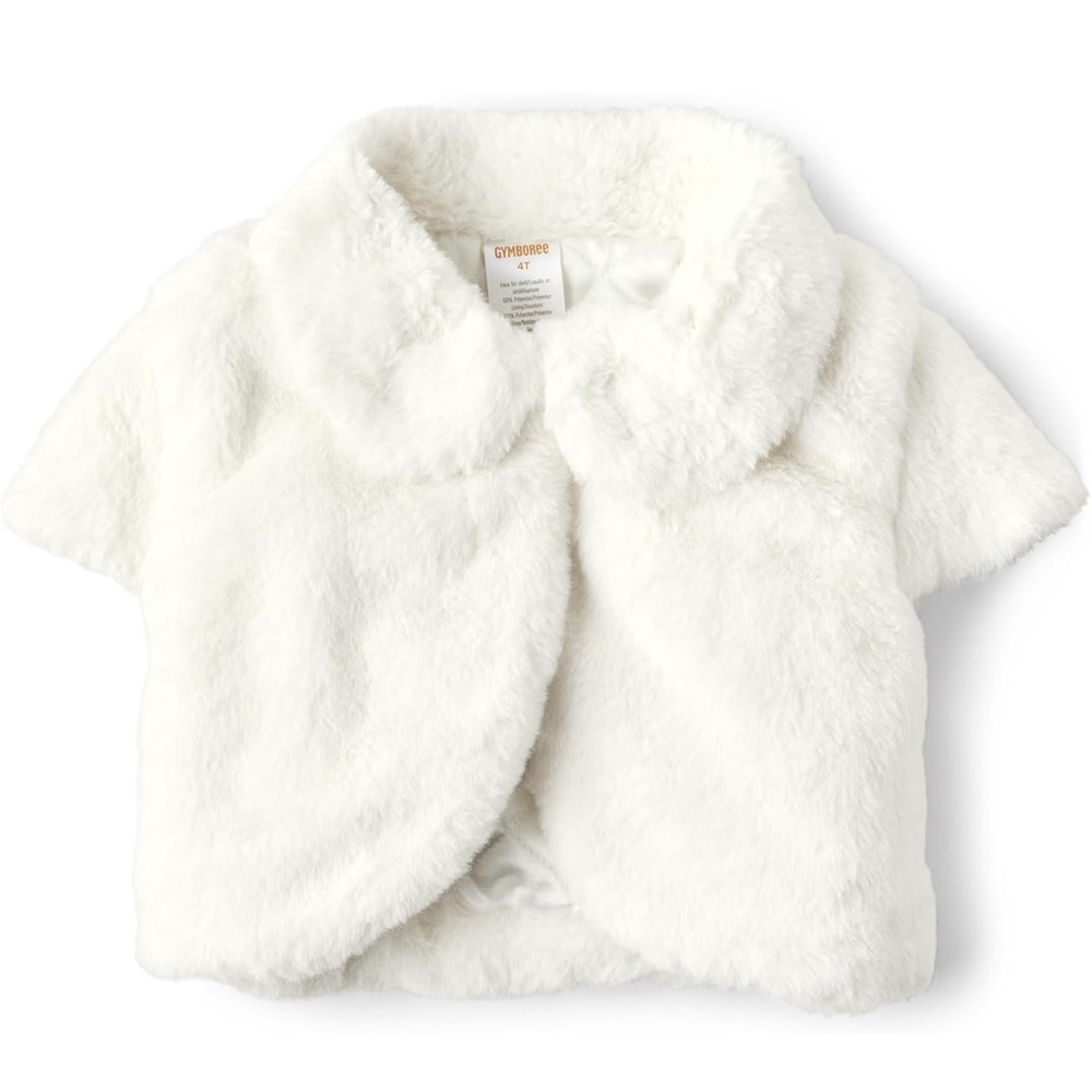 Gymboree Girls Royal Christmas Faux Fur Shrug 3T NEW